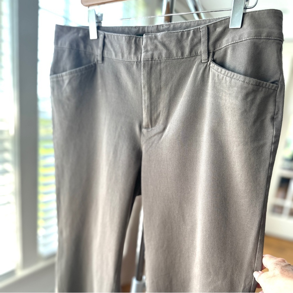 Eddie Bauer Taupe Shaw Fit Pants, mid-rise, straight leg, in stretch cotton